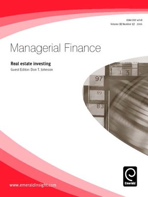 cover image of Managerial Finance, Volume 32, Issue 12